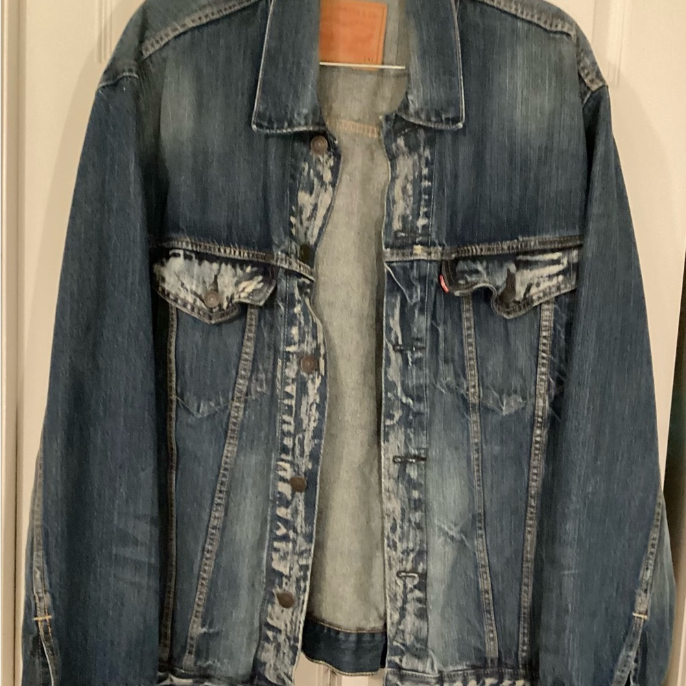 Levi's VTG Acid Wash Denim Trucker Jacket 2XL Blue Button Front Grunge 80s/90s